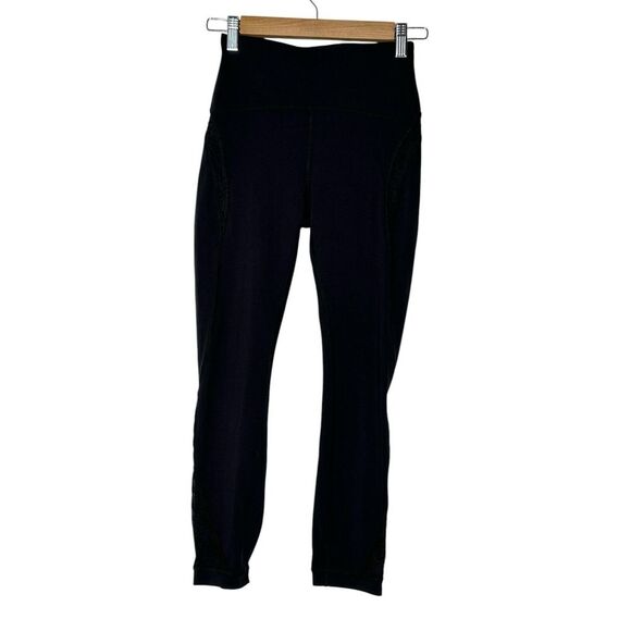 Lululemon Wunder Under High-Rise Tight* Flocked 23" Black Women SIZE: 4 Gym - Picture 2 of 14